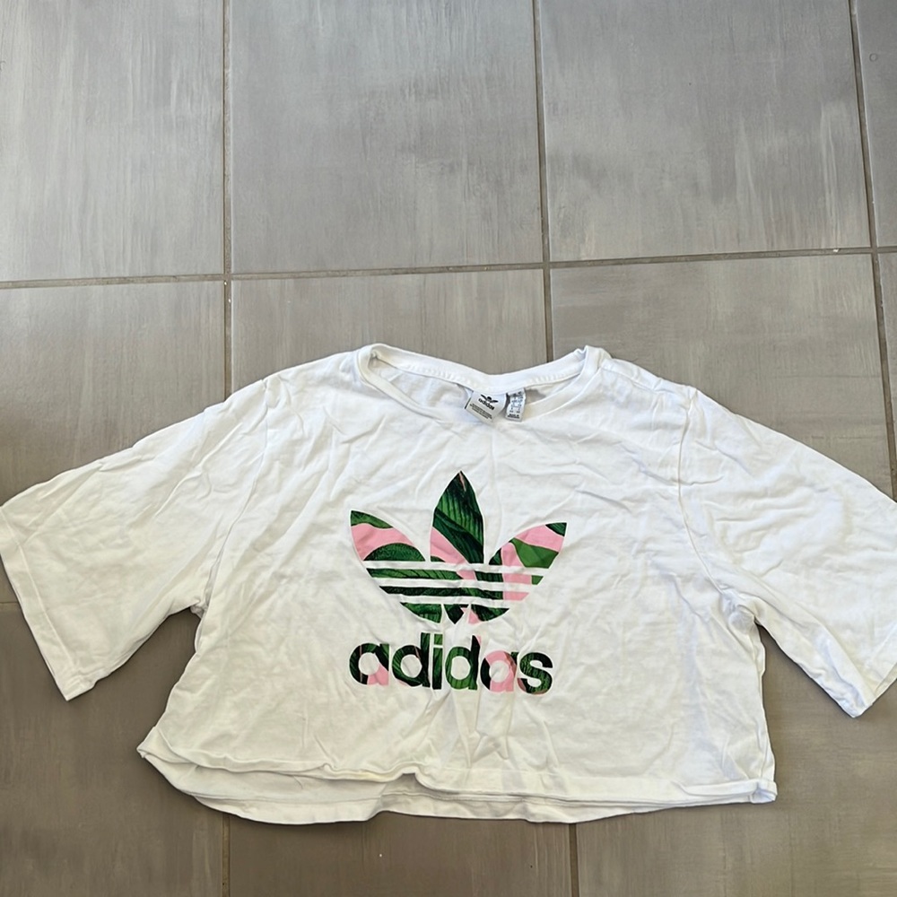 Adidas matching crop to track jacket. Never worn. NWOT.